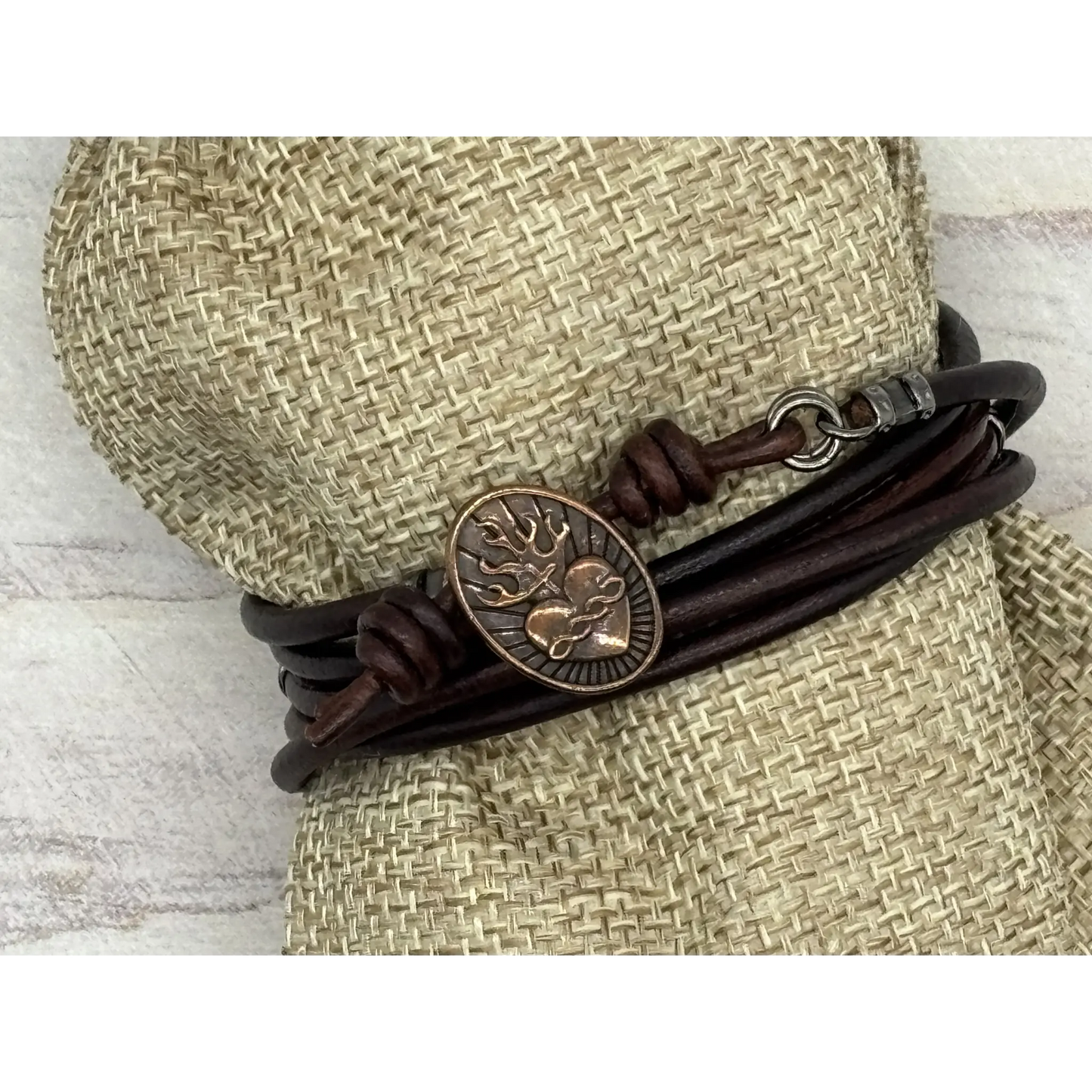 Desert Rose Leather Wrap Bracelet