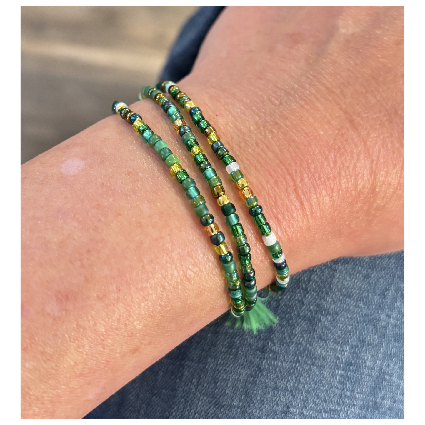 Convertible Seed Bead Wrap Necklace & Bracelet - Shamrock Mix
