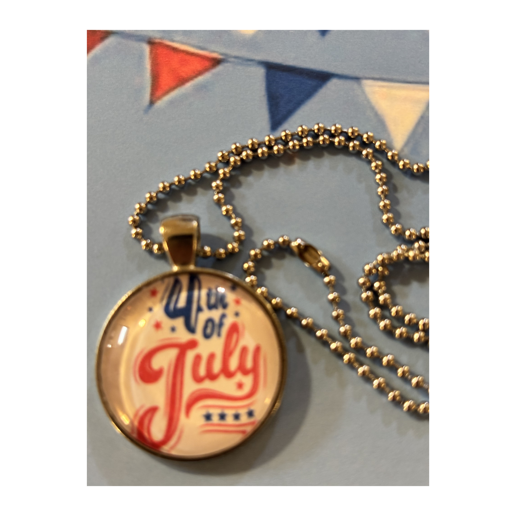 Customizable 16" Stainless Steel Ball Chain Necklace – Choose Your Patriotic Pendant