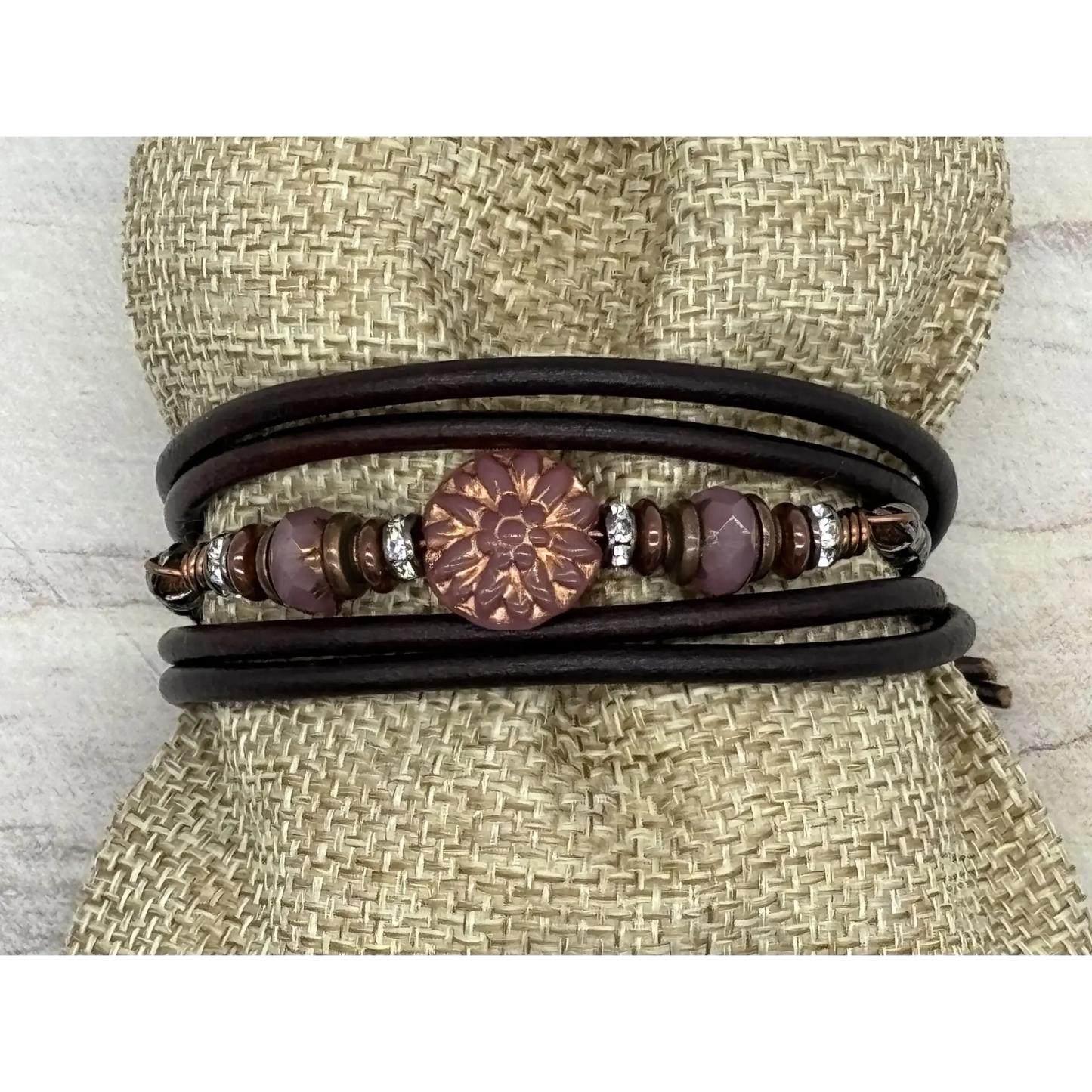 Desert Rose Leather Wrap Bracelet