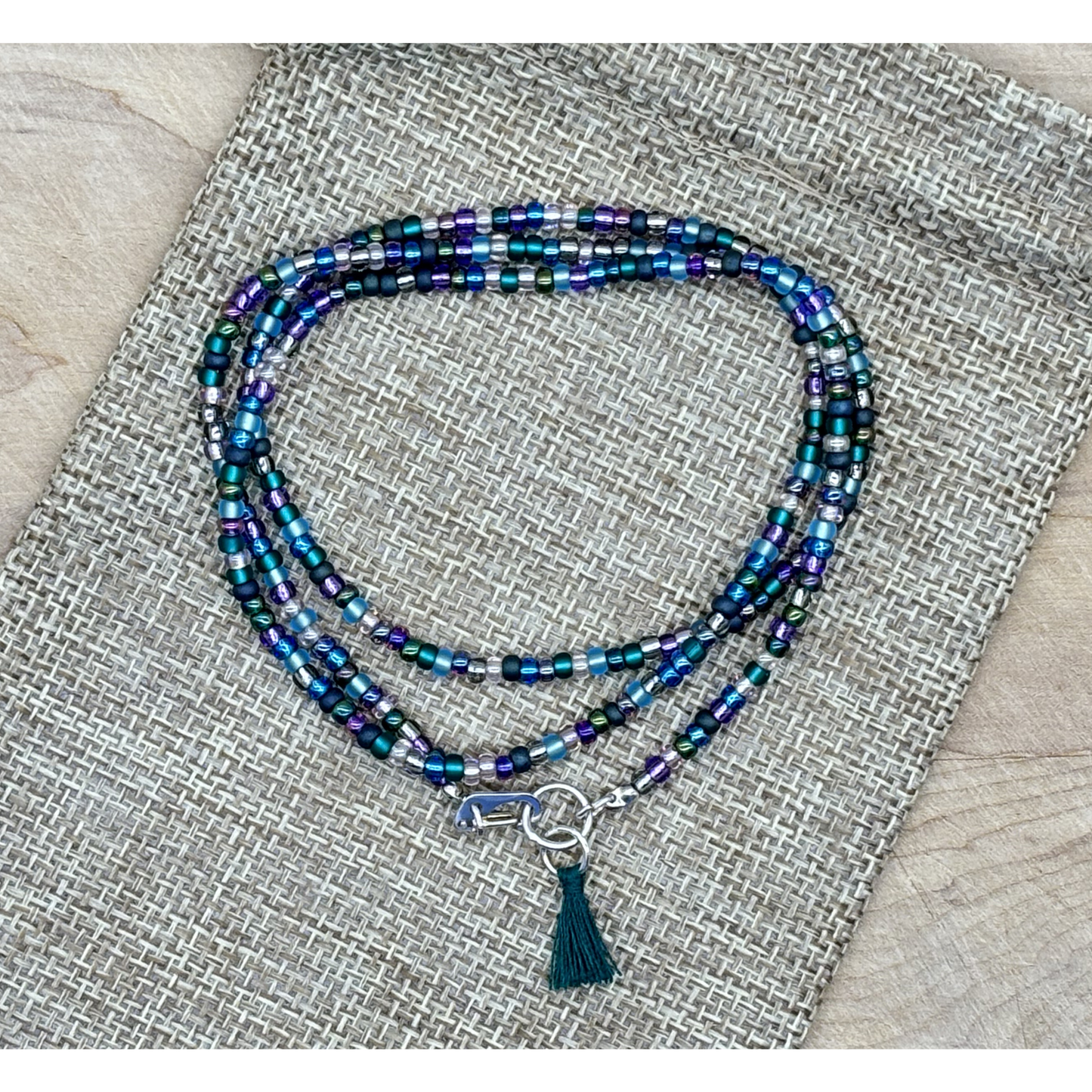 Convertible Seed Bead Wrap Necklace & Bracelet  - Mermaid's Garden Mix