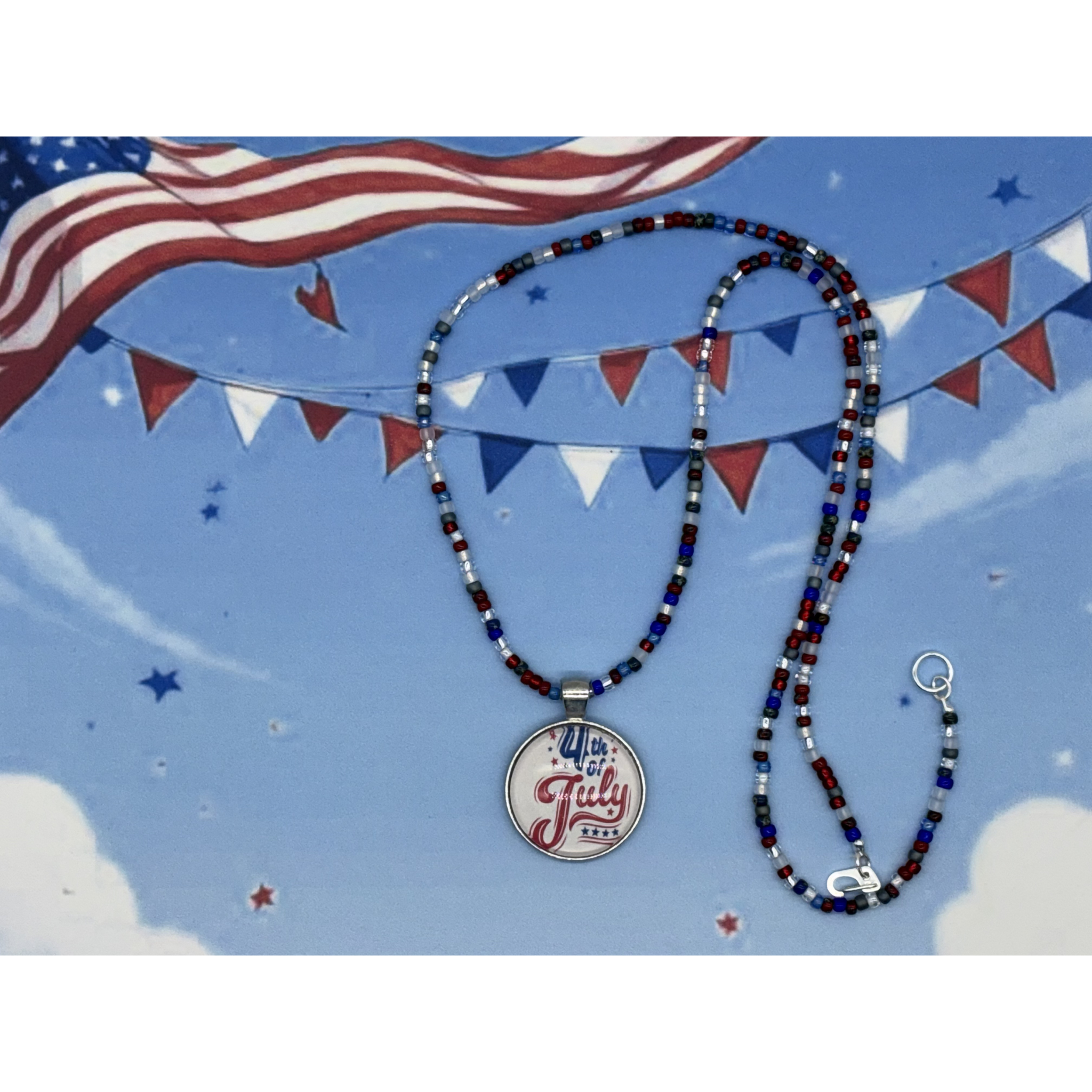 Customizable 16" Stainless Steel Ball Chain Necklace – Choose Your Patriotic Pendant