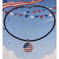 16" Brown Leather Choker Necklace with Patriotic Flag Pendant
