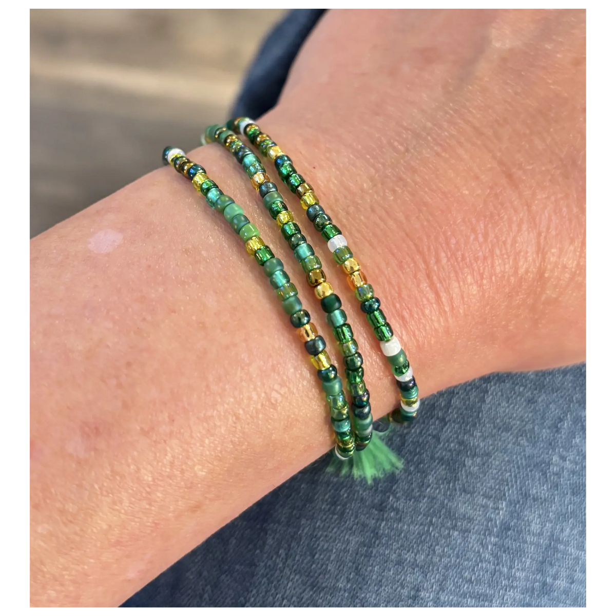 Convertible Seed Bead Wrap Necklace & Bracelet - Shamrock Mix