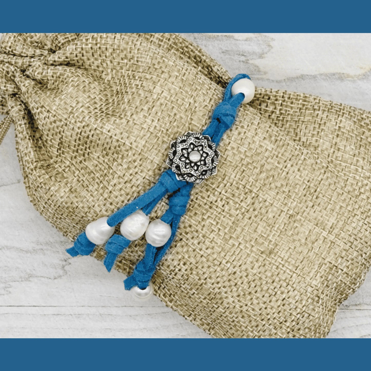 Coastal Pearl Faux-Suede Bracelet - Mandala