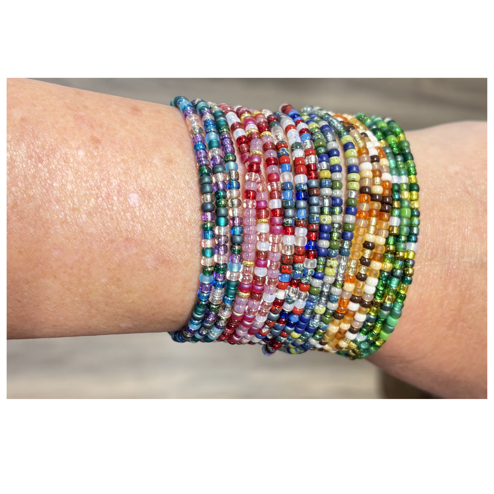 Skinny Seed Bead Wrap - Lakeview Mix