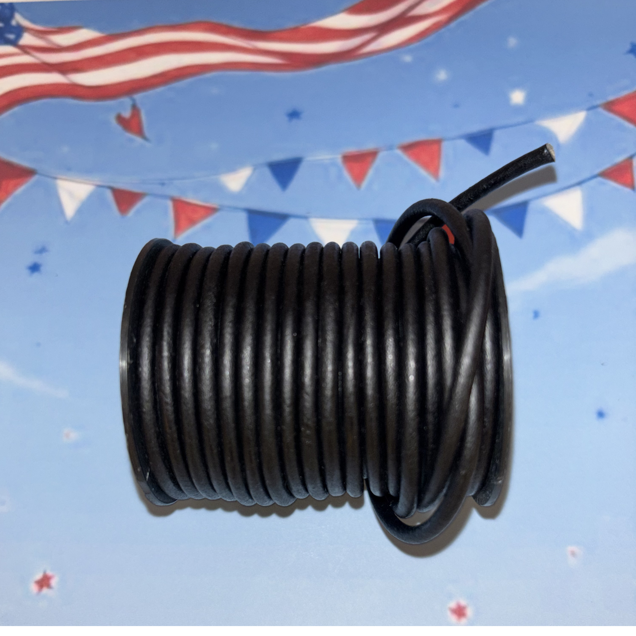 16" Black Leather Patriotic Flag Choker Necklace