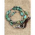 Convertible Arizona turquoise nugget necklace and wrap bracelet with southwestern leather details