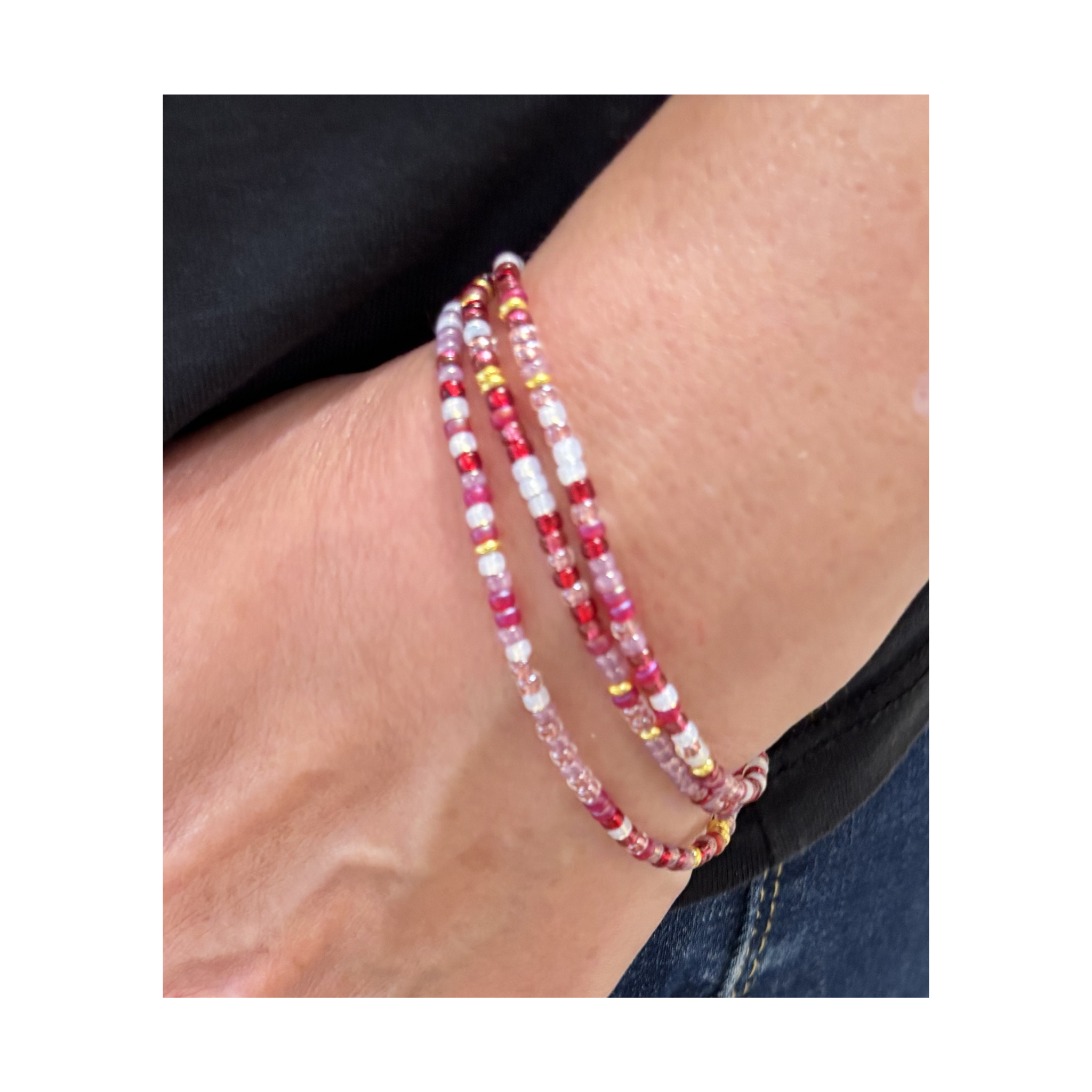 Skinny Seed Bead Wrap - Valentine Mix