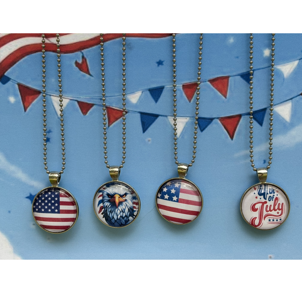 Customizable 16" Stainless Steel Ball Chain Necklace – Choose Your Patriotic Pendant