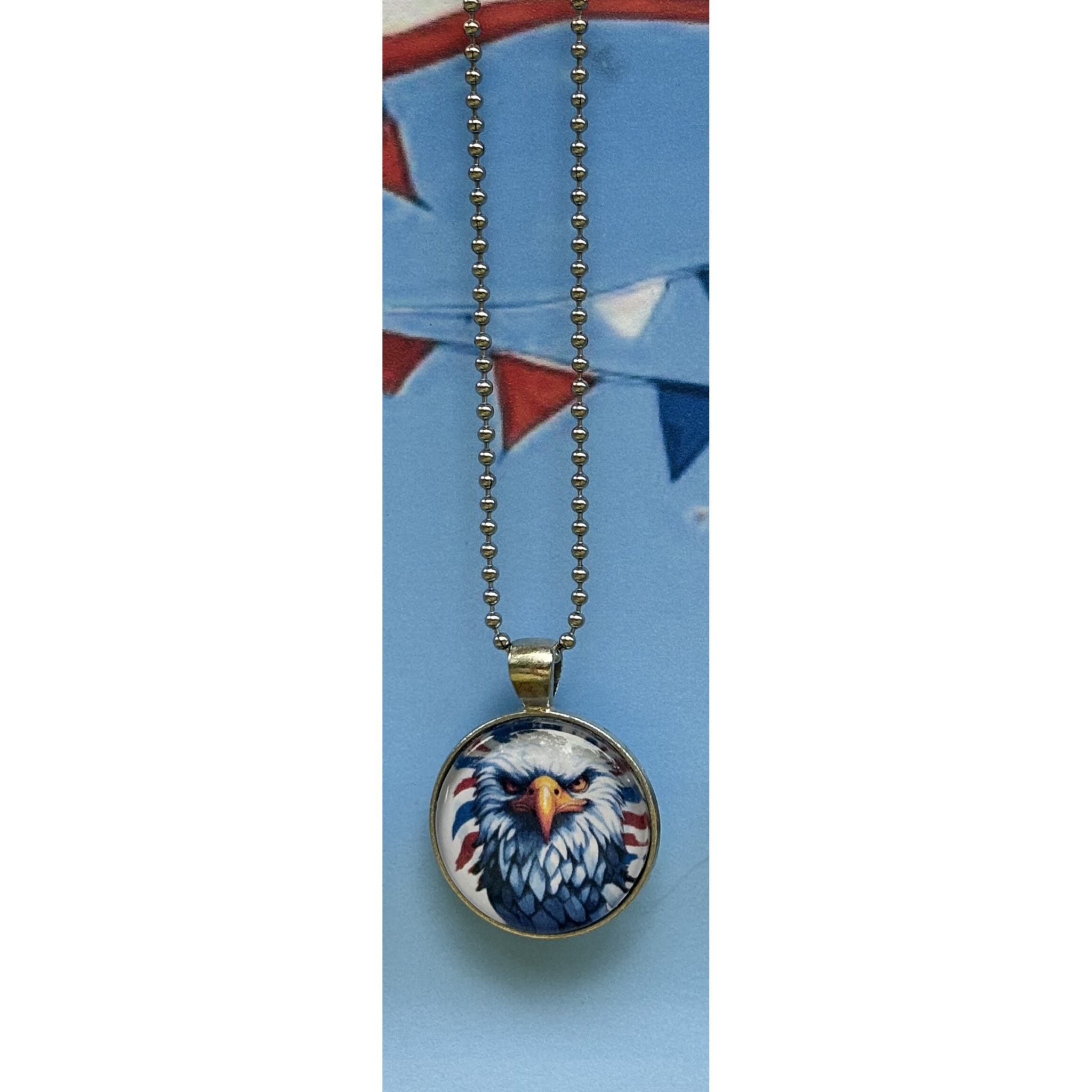 Customizable 18" Stainless Steel Ball Chain Necklace – Choose Your Patriotic Pendant