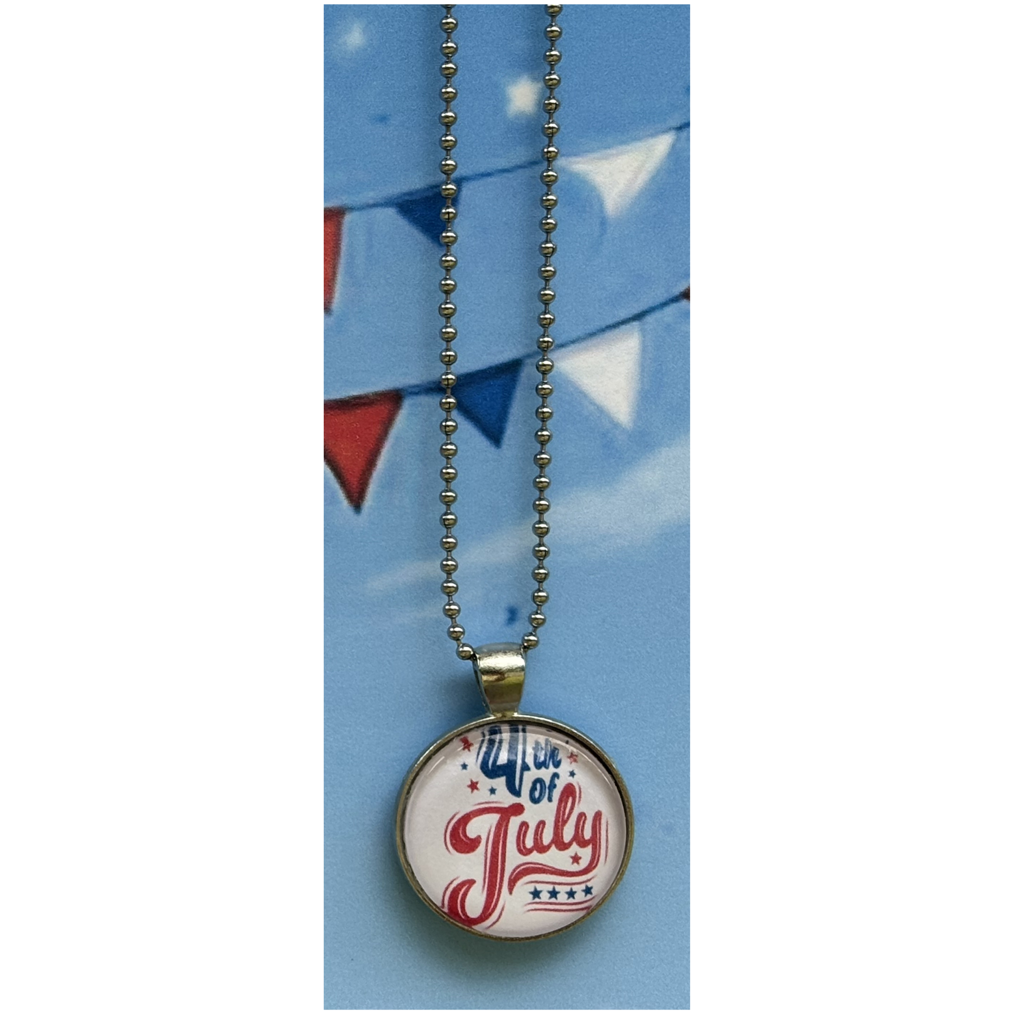 Customizable 16" Stainless Steel Ball Chain Necklace – Choose Your Patriotic Pendant