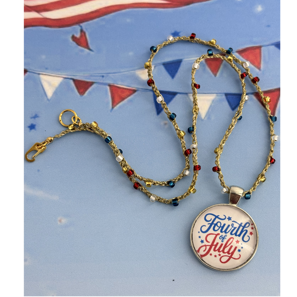 18" Patriotic Bead Crochet Necklace - Choose Your Pendant