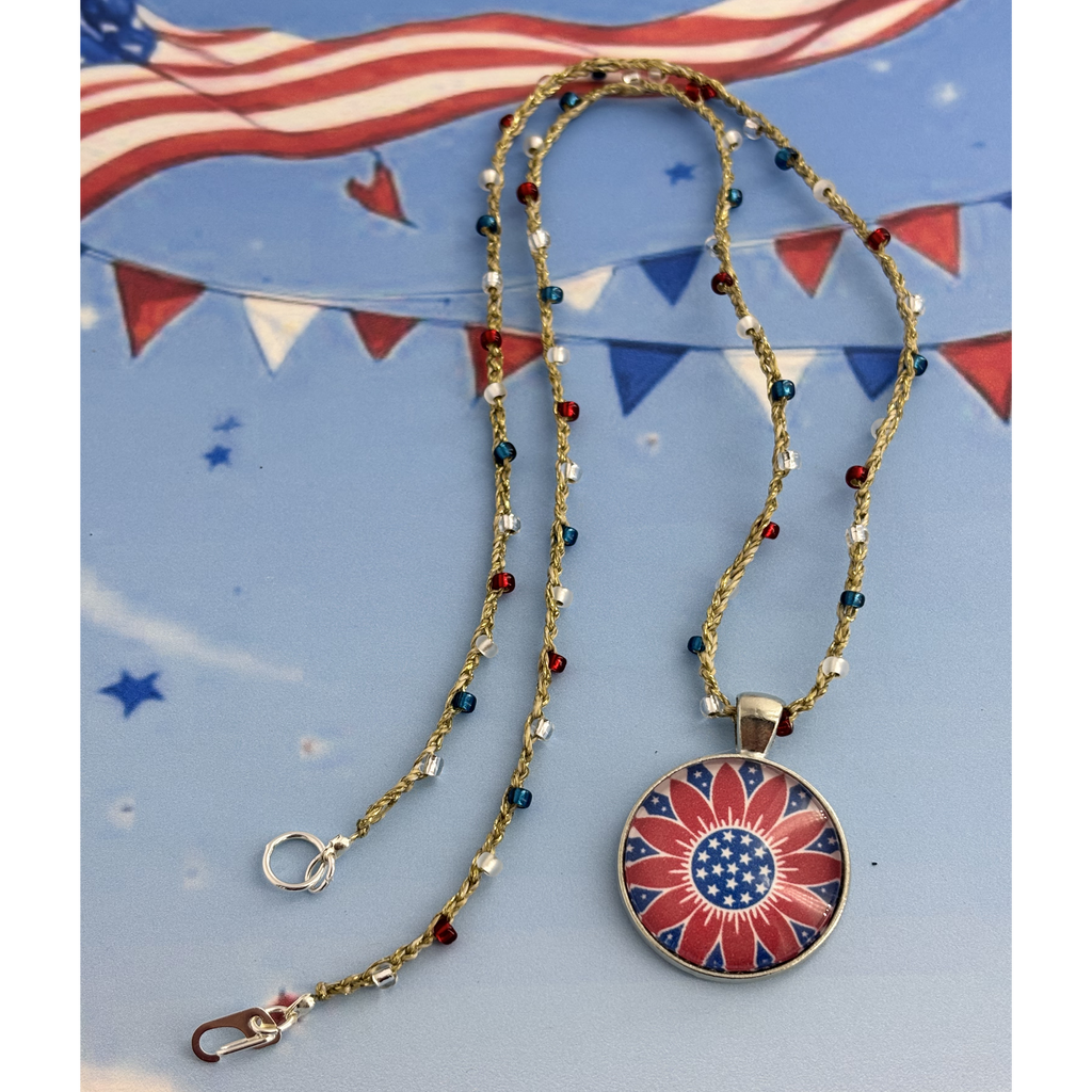 21" Patriotic Bead Crochet Necklace - Choose Your Pendant