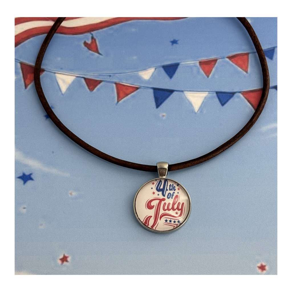 Customizable Distressed Brown Leather Patriotic Choker – Choose Your Pendant