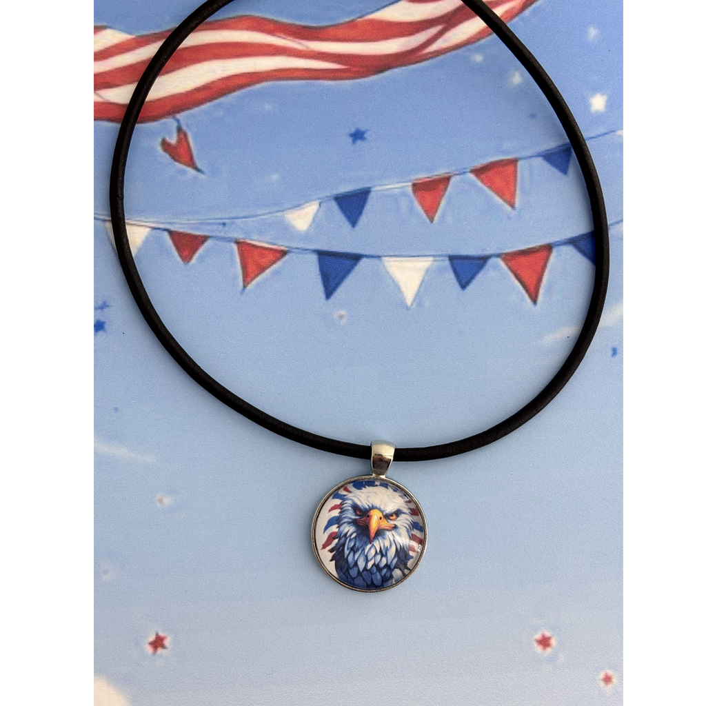 Customizable Black Leather Patriotic Choker – Choose Your Pendant