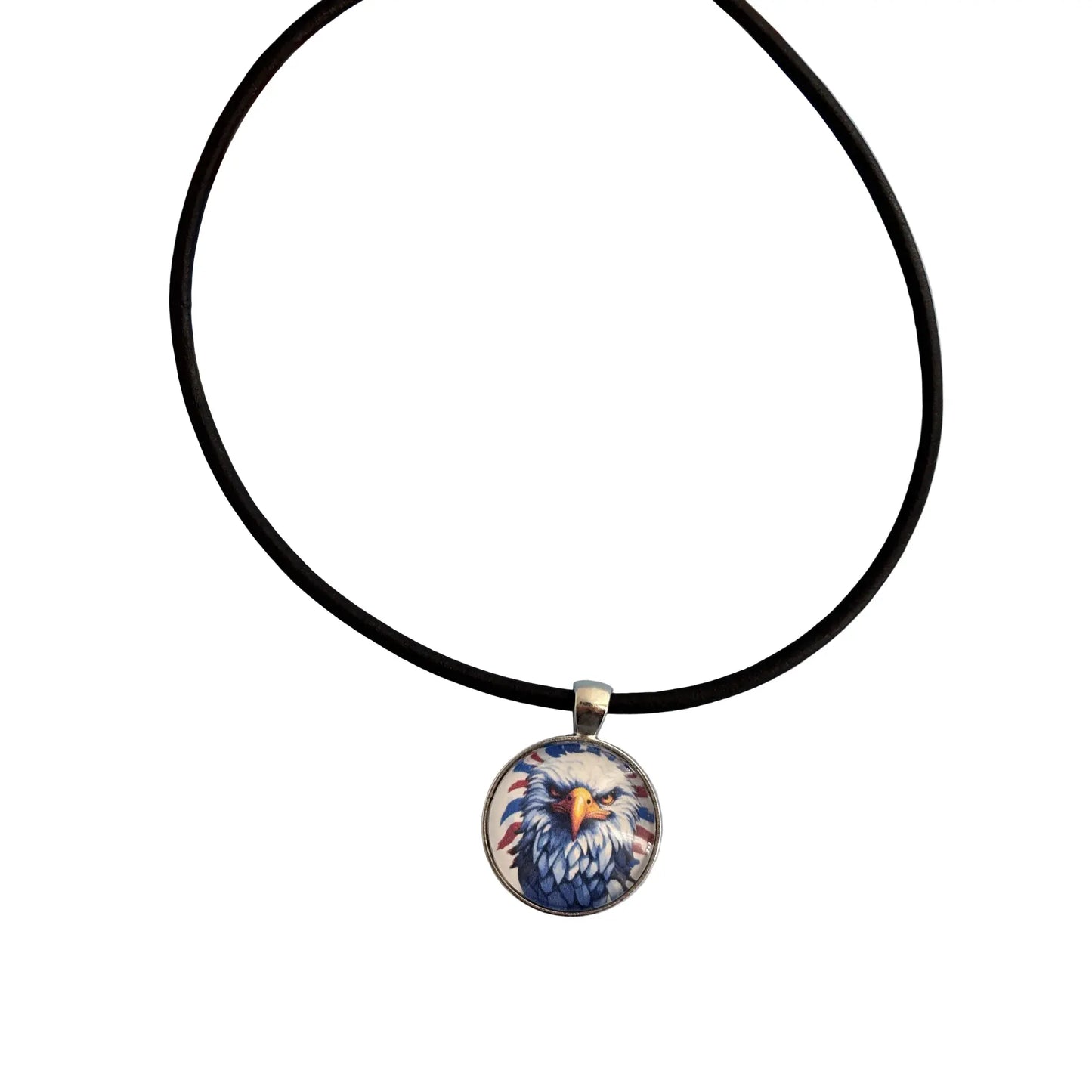 Customizable Black Leather Patriotic Choker – Choose Your Pendant