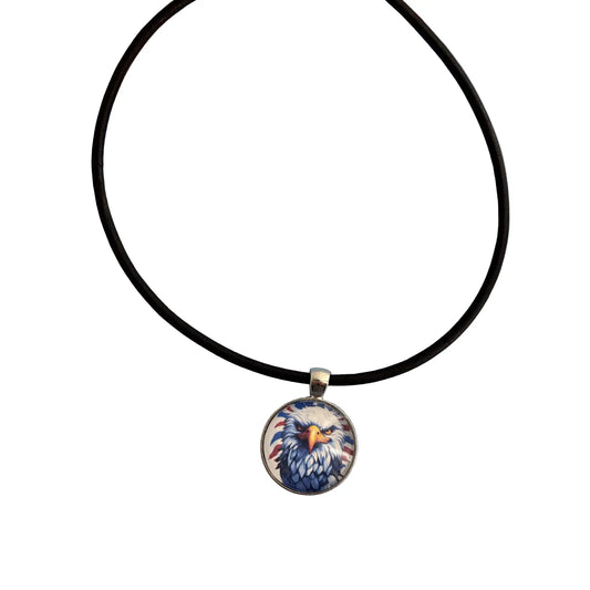 Customizable Black Leather Patriotic Choker – Choose Your Pendant