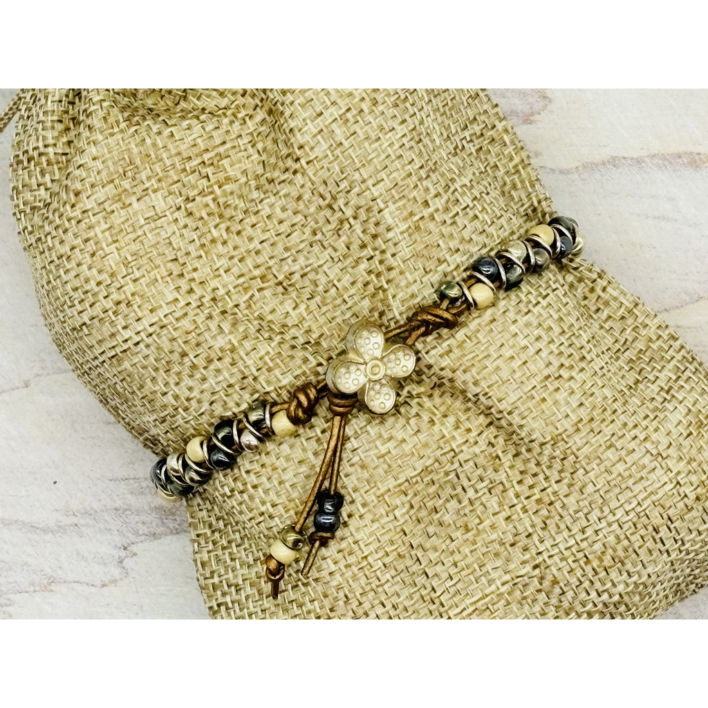 Chevron Bracelet - Hematite & Black Diamond