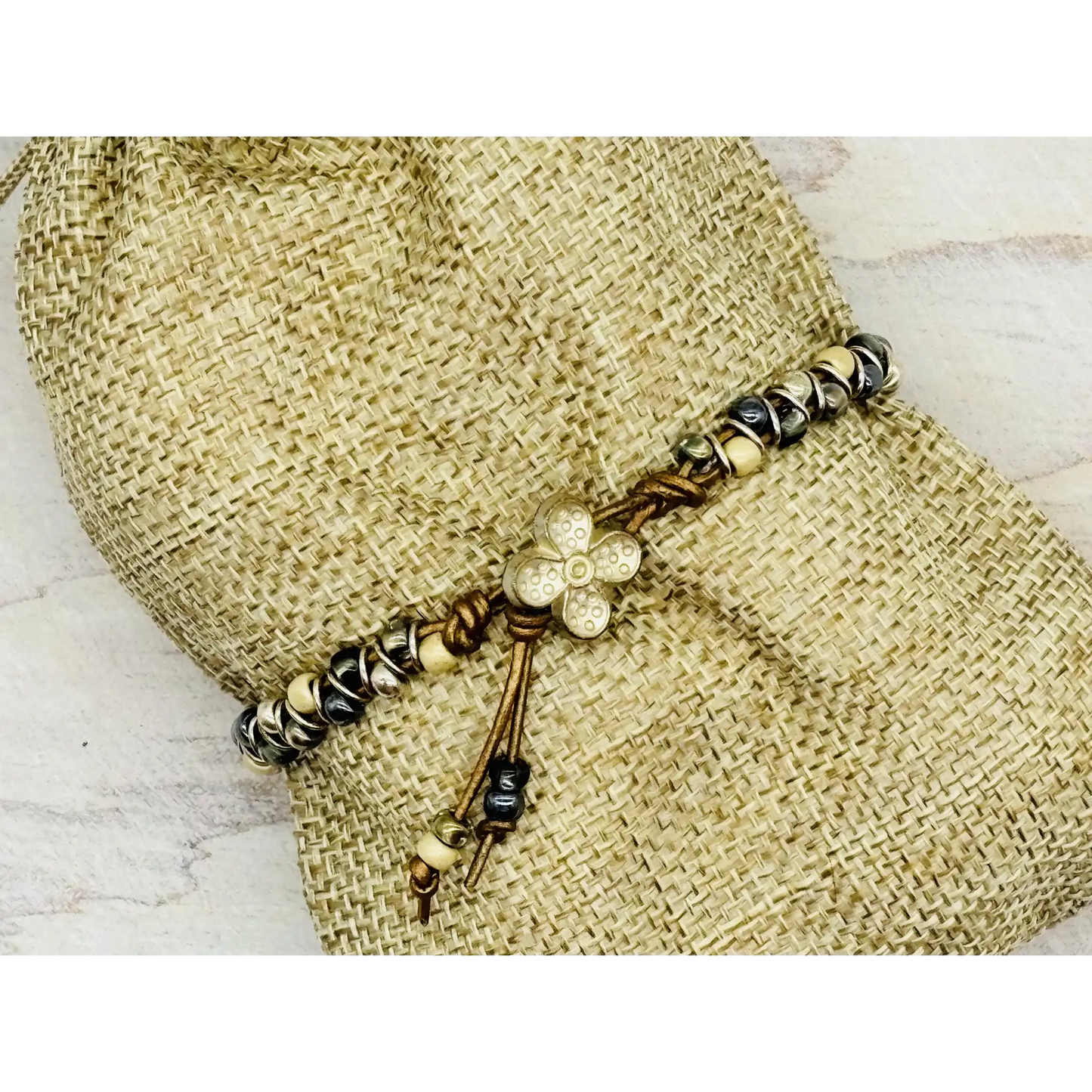 Chevron Bracelet - Hematite & Black Diamond