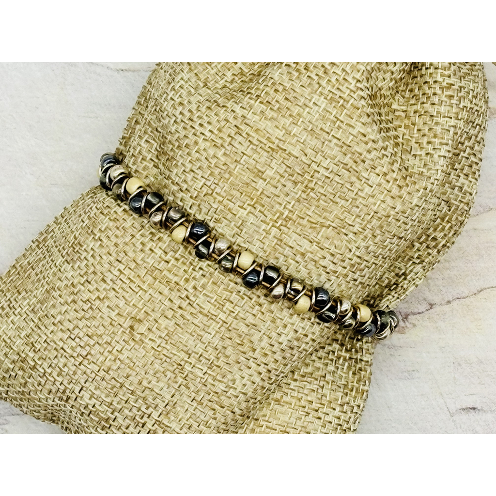 Chevron Bracelet - Hematite & Black Diamond