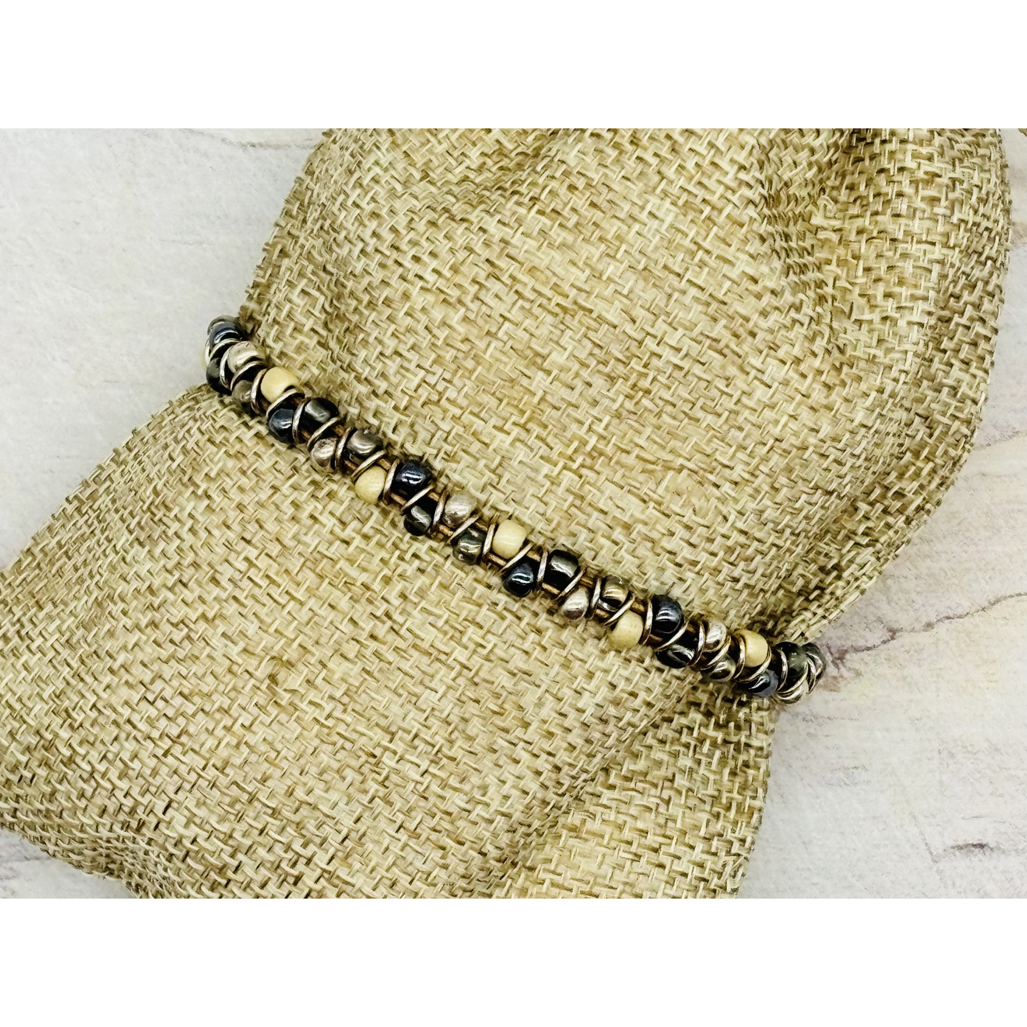 Chevron Bracelet - Hematite & Black Diamond