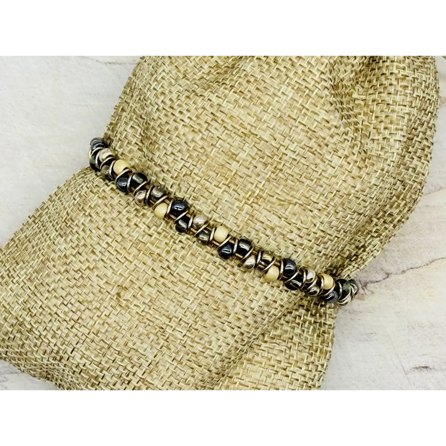Chevron Bracelet - Hematite & Black Diamond