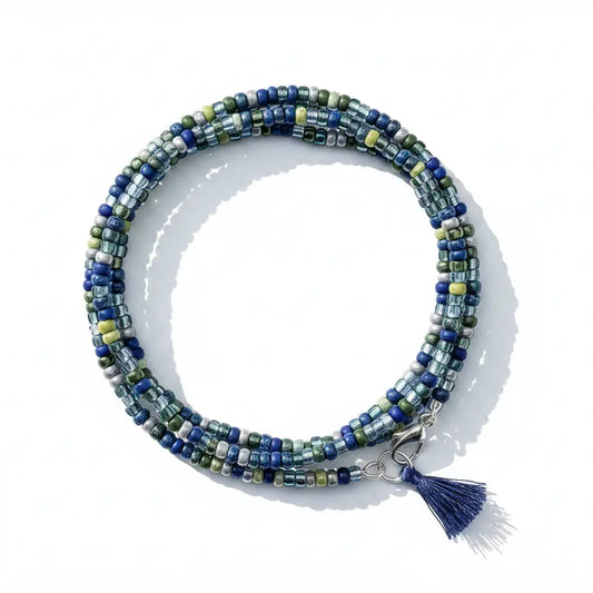Convertible Seed Bead Wrap Necklace & Bracelet - Lakeview Mix