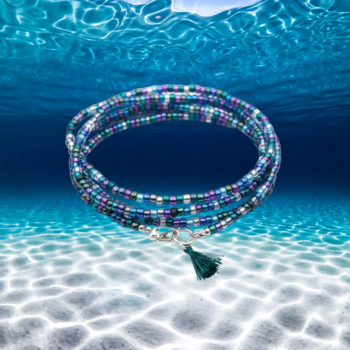 Convertible Seed Bead Wrap Necklace & Bracelet  - Mermaid's Garden Mix