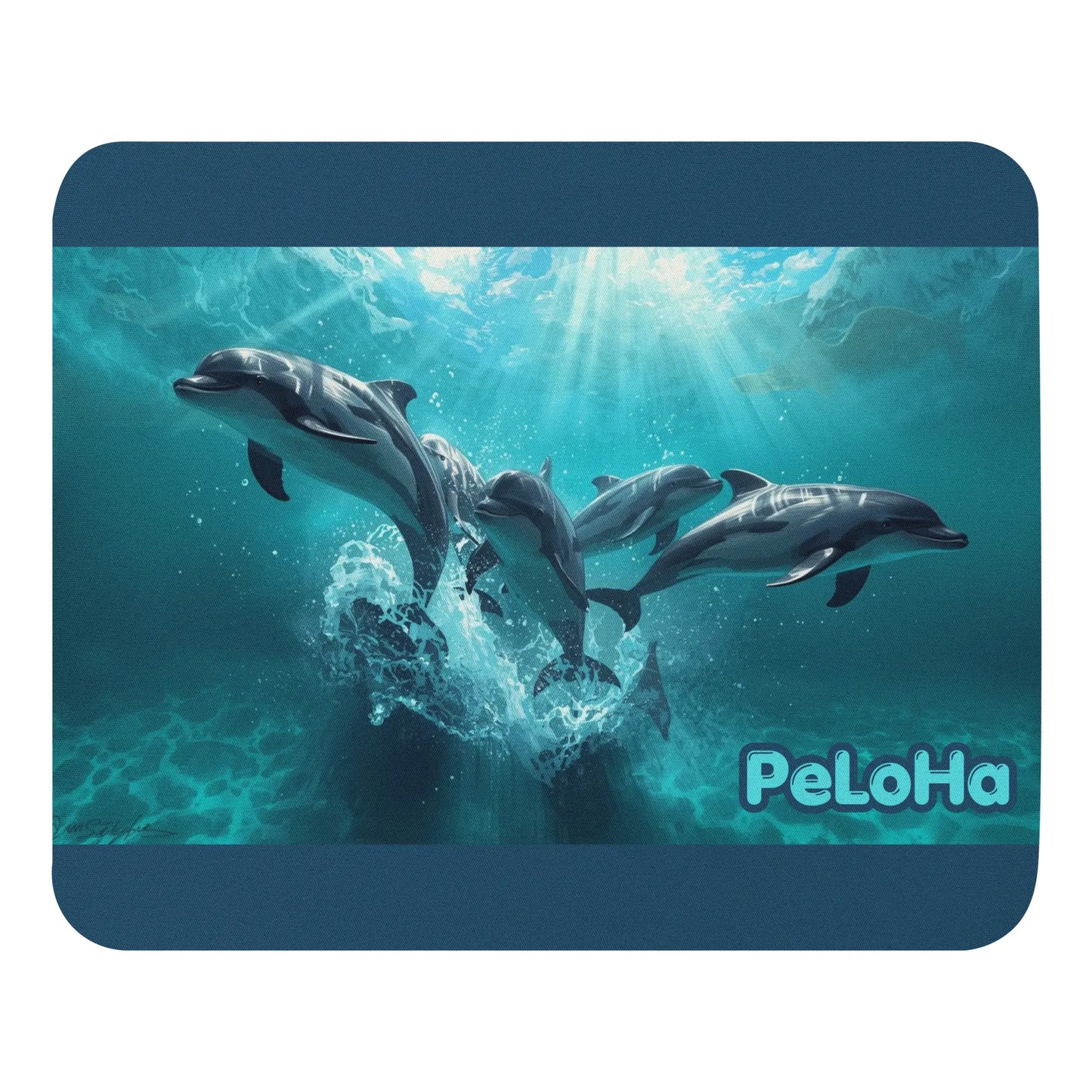 Aesthetic Aqua Dolphin Mousepad | Dark Edge