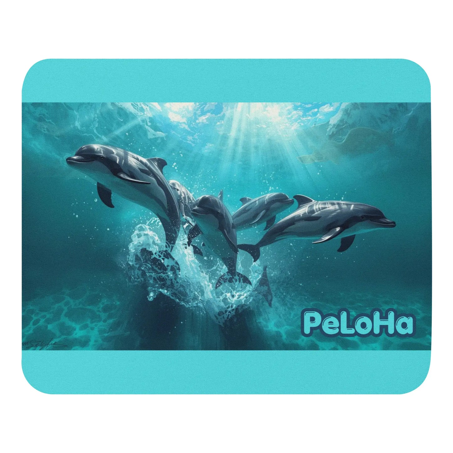 Aesthetic Aqua Dolphin Mousepad | Light Edge