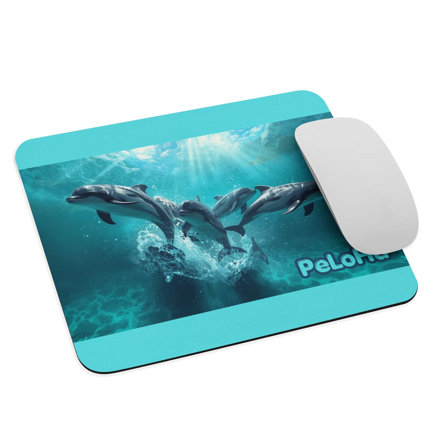 Aesthetic Aqua Dolphin Mousepad | Light Edge