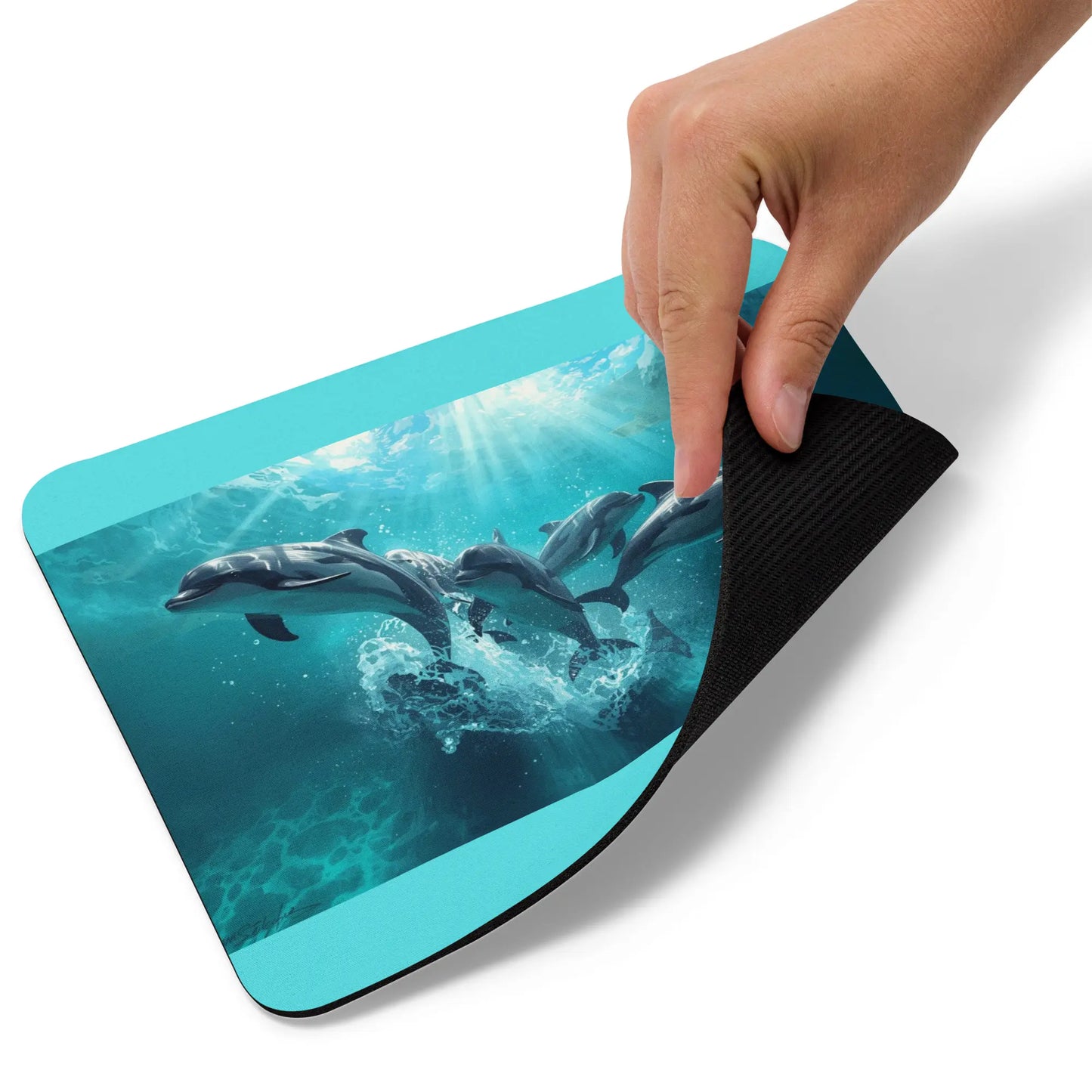 Aesthetic Aqua Dolphin Mousepad | Light Edge