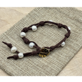 Pearls & Suede Bracelet - Monstera Leaf