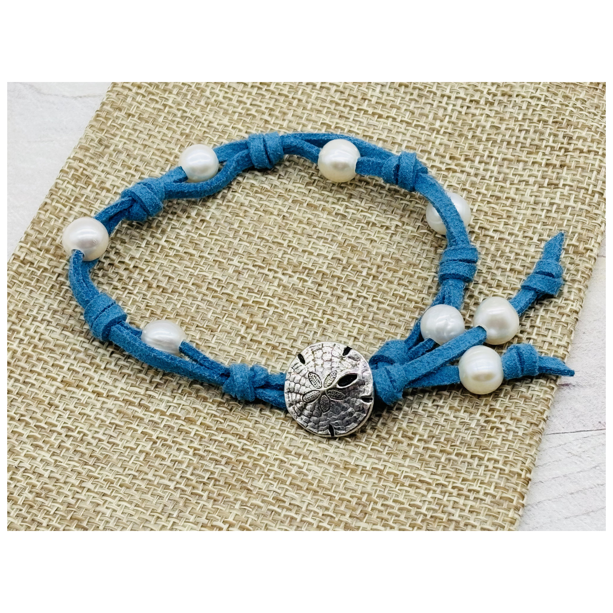 Pearls & Suede Bracelet - Sand Dollar