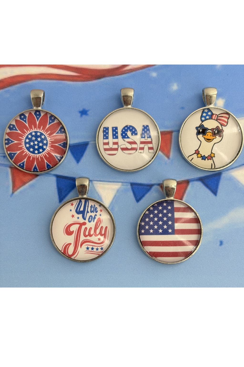 21" Patriotic Bead Crochet Necklace - Choose Your Pendant