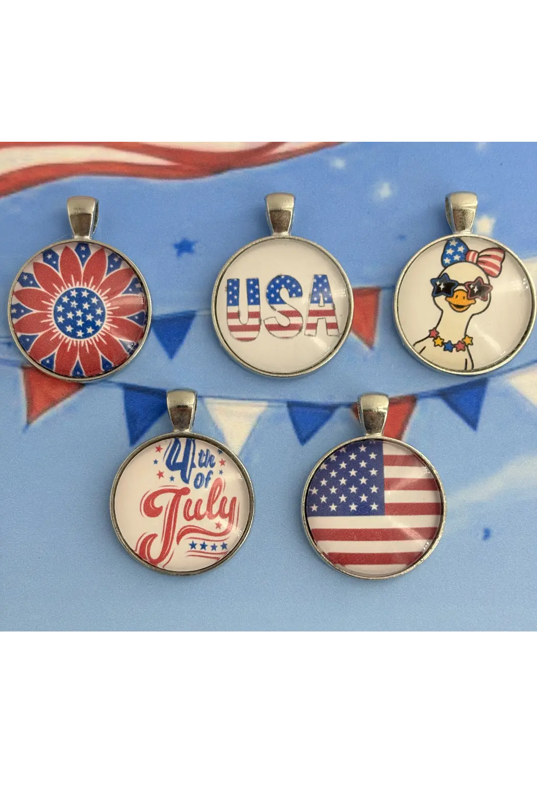 21" Patriotic Bead Crochet Necklace - Choose Your Pendant