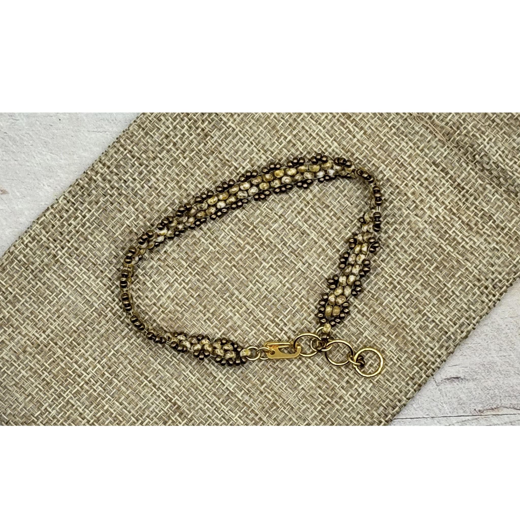 Peyote Picot Bracelet - White Moon (Adjustable)