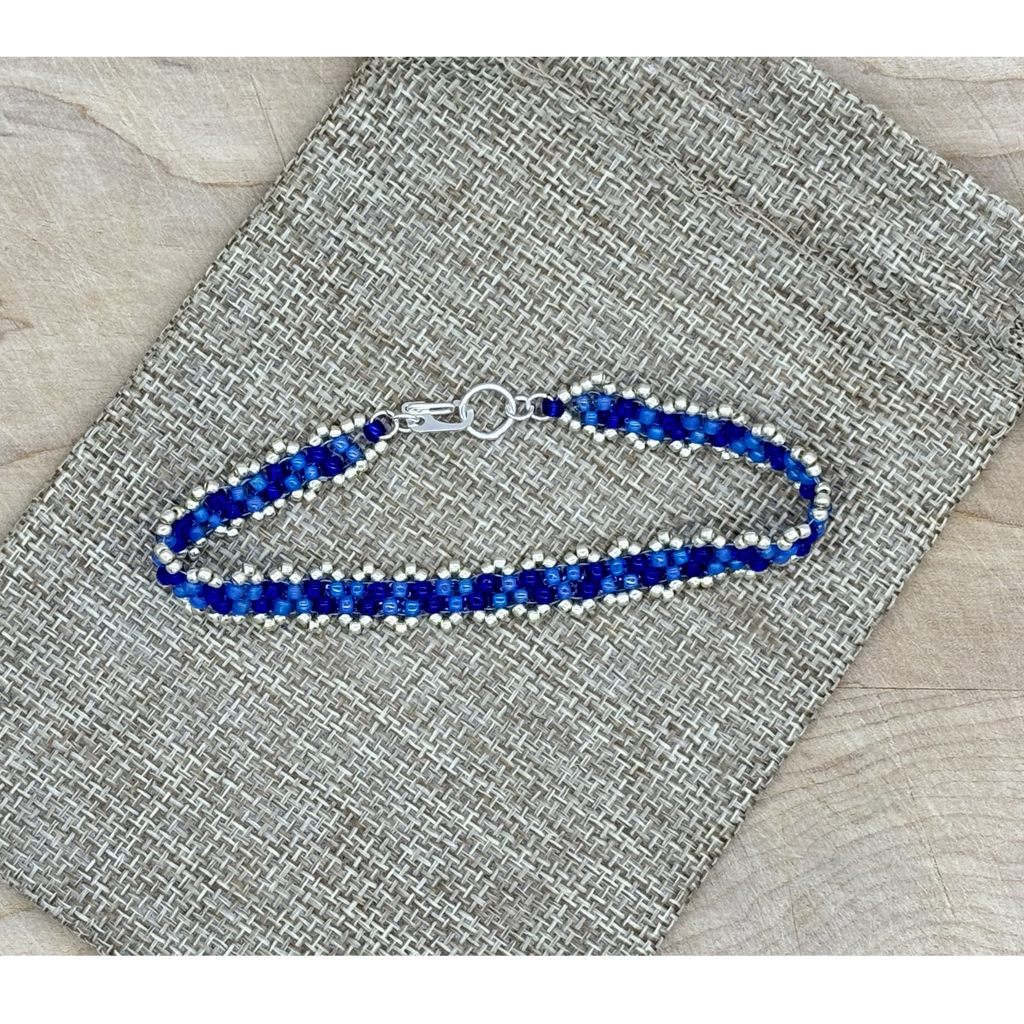 Peyote Picot Bracelet - Sapphire Cobalt