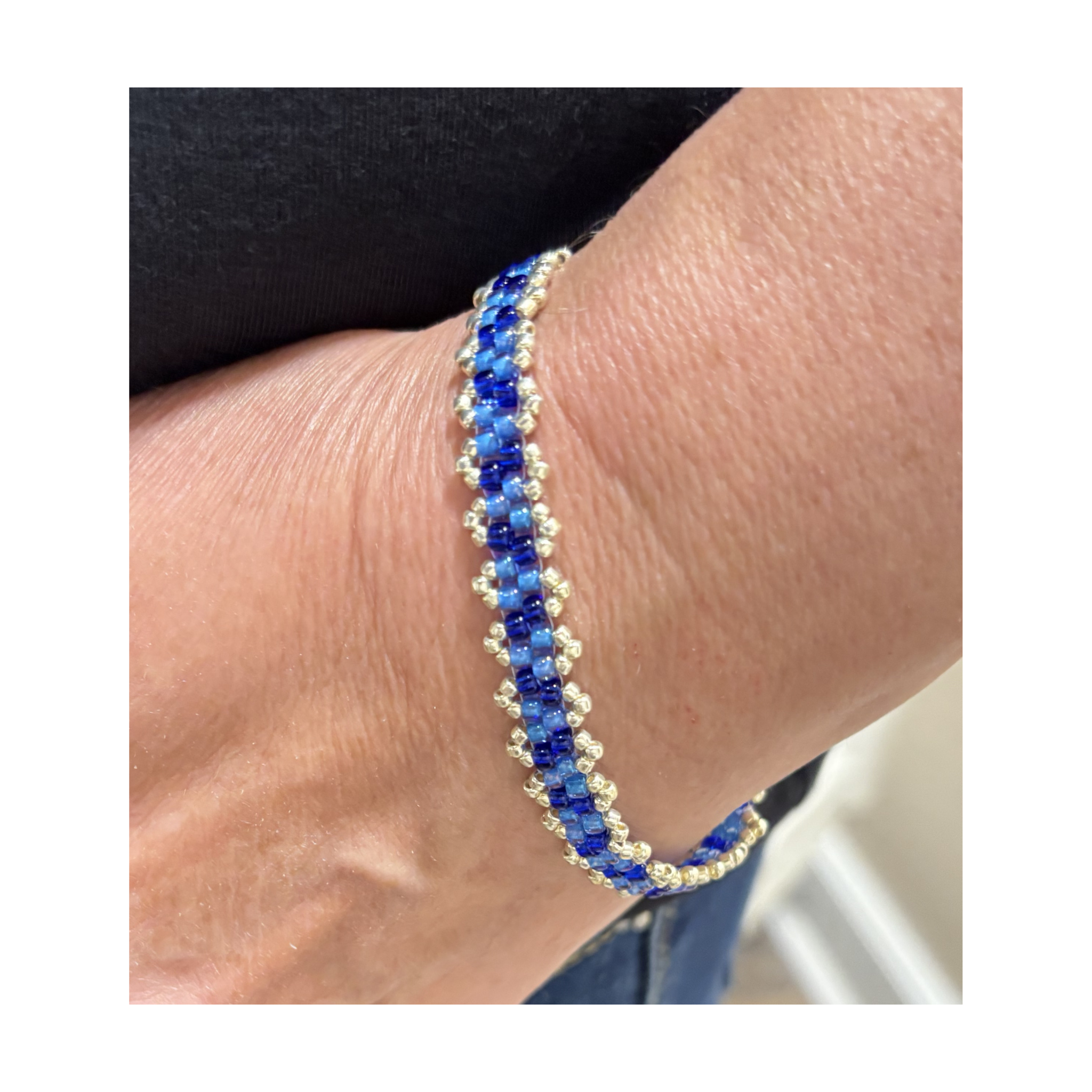 Peyote Picot Bracelet - Sapphire Cobalt
