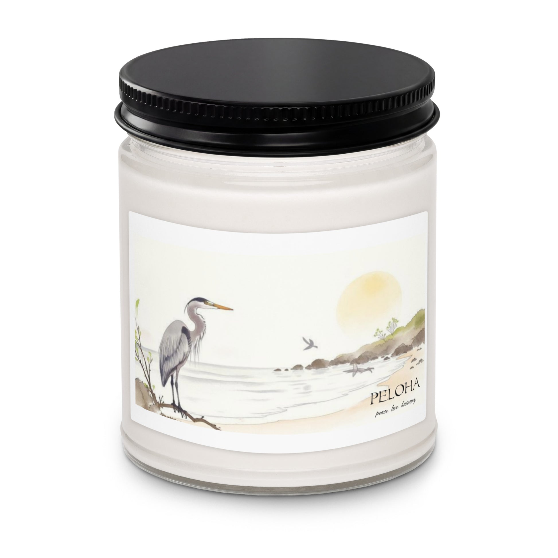 aesthetic-artisan-soy-candle-with-custom-label-art-blue heron-beach