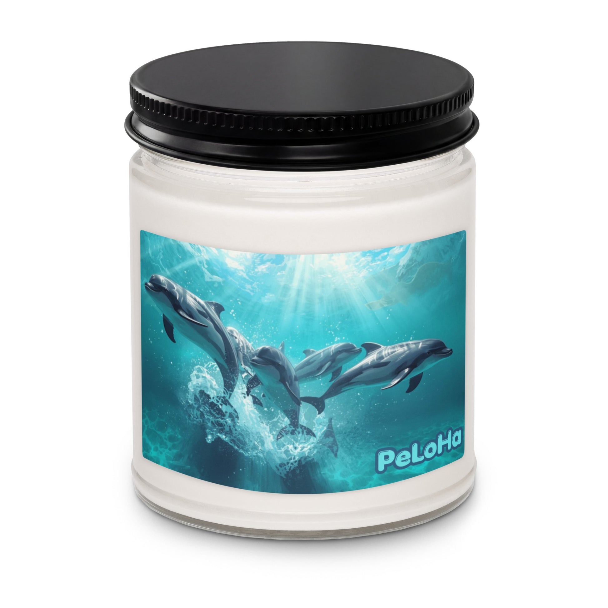 aesthetic-artisan-soy-candle-with-custom-label-art-dolphin family
