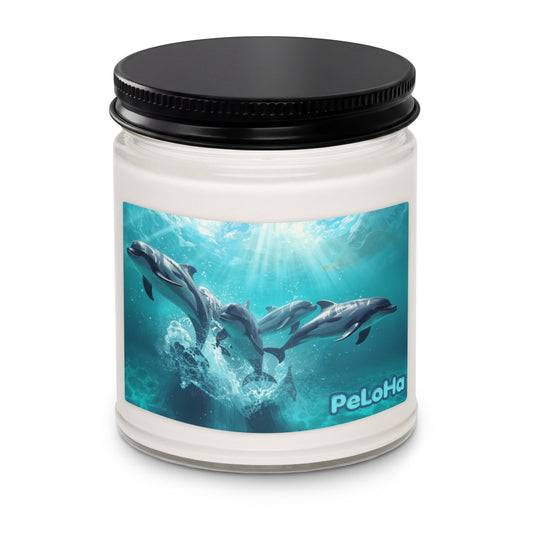 aesthetic-artisan-soy-candle-with-custom-label-art-dolphin family