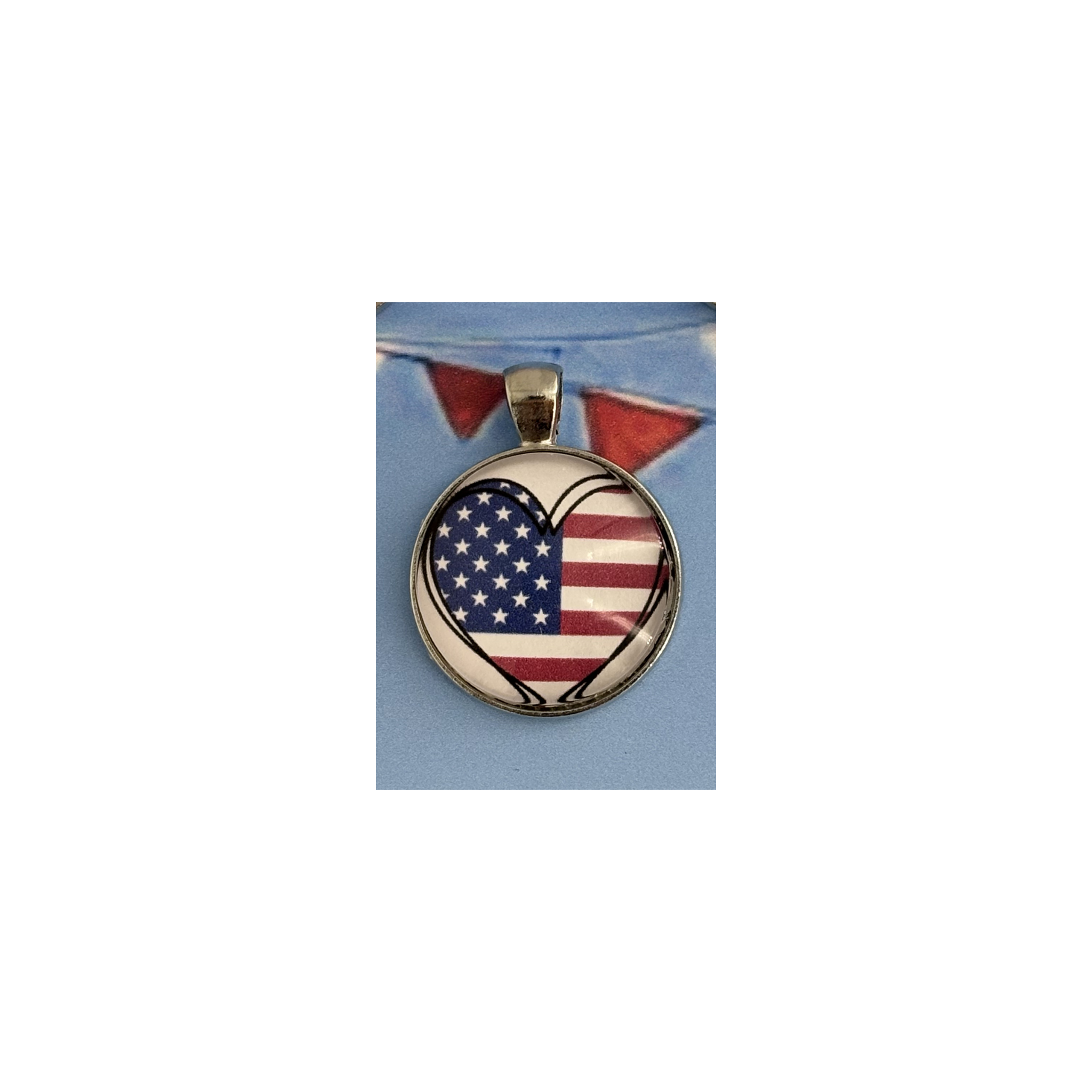 16" Patriotic Bead Crochet Necklace with Gold Accents - Choose Your Pendant