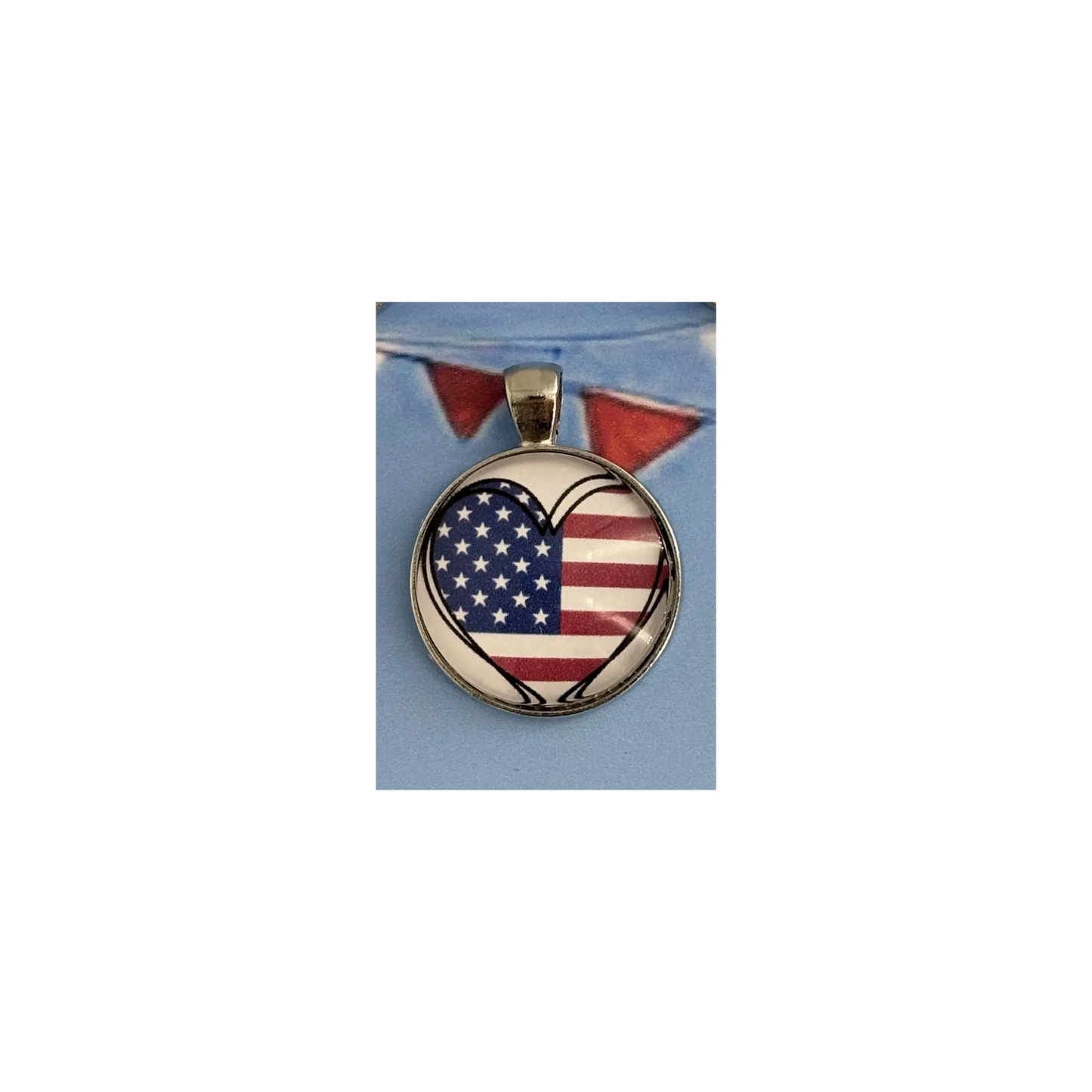 16" Patriotic Bead Crochet Necklace with Gold Accents - Choose Your Pendant
