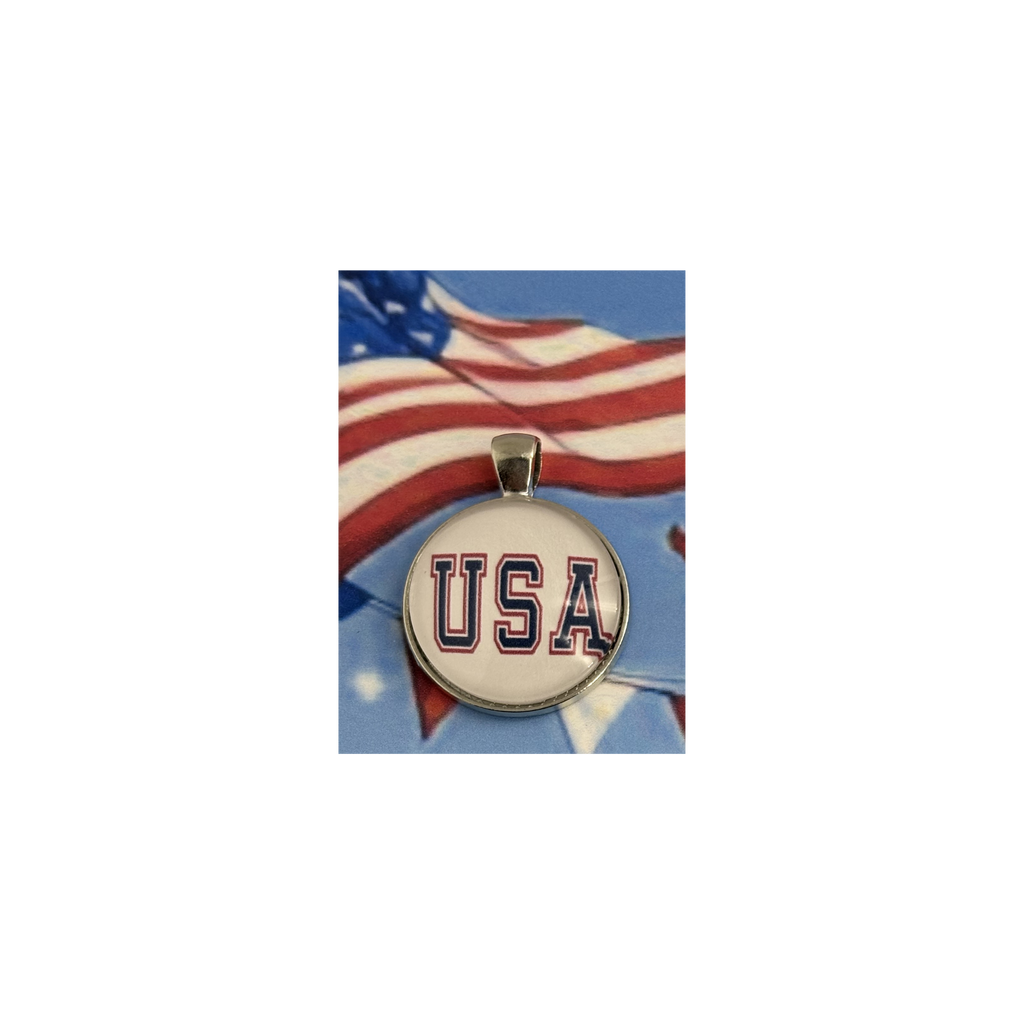 18" Patriotic Bead Crochet Necklace with Gold Accents - Choose Your Pendant