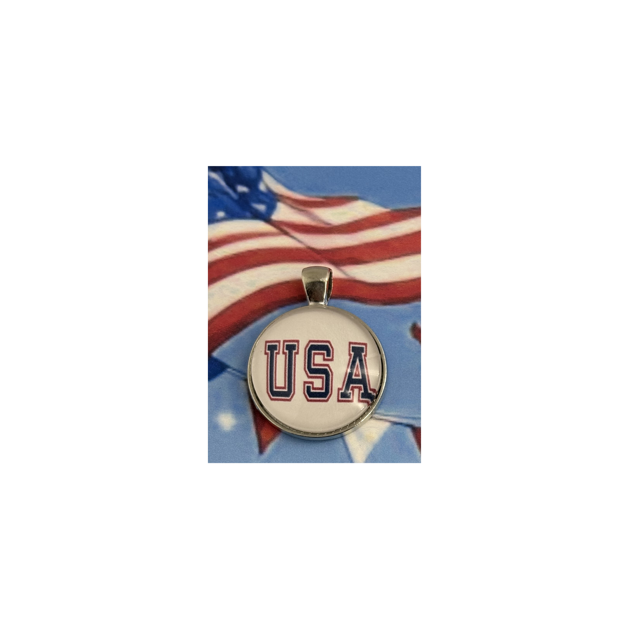 18" Patriotic Bead Crochet Necklace with Gold Accents - Choose Your Pendant