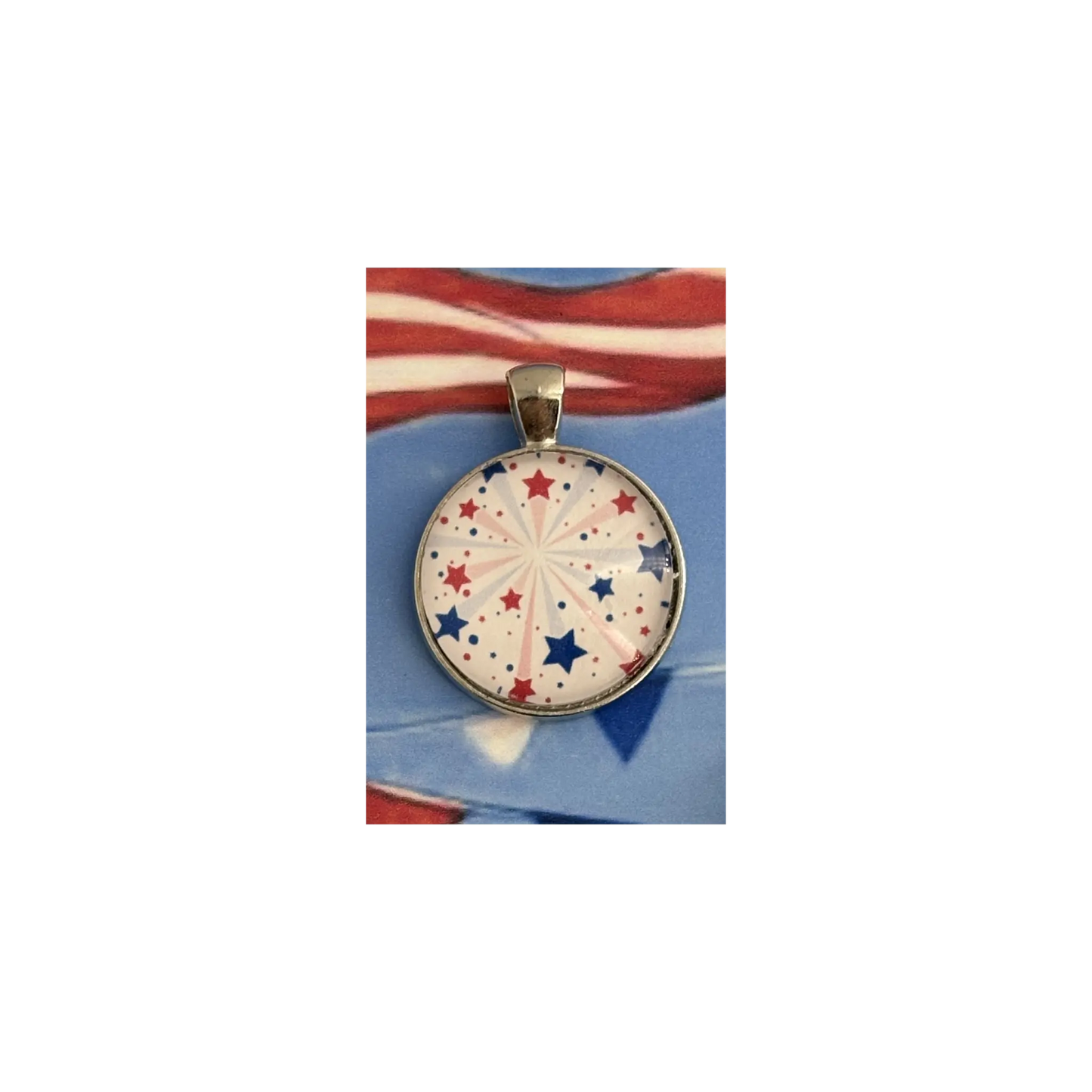 16" Patriotic Bead Crochet Necklace with Gold Accents - Choose Your Pendant